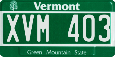 VT license plate XVM403