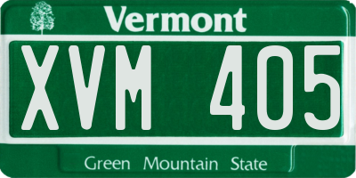 VT license plate XVM405