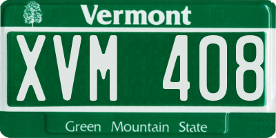 VT license plate XVM408