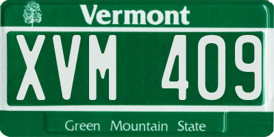 VT license plate XVM409
