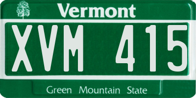 VT license plate XVM415