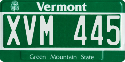 VT license plate XVM445