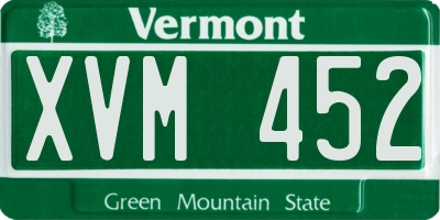 VT license plate XVM452