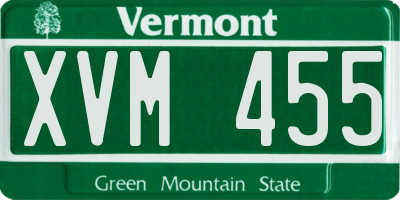 VT license plate XVM455