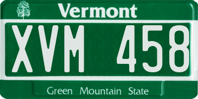 VT license plate XVM458