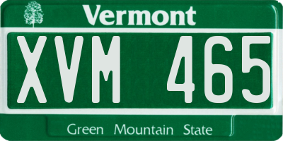VT license plate XVM465