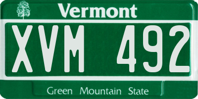 VT license plate XVM492