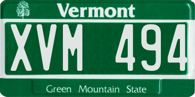VT license plate XVM494