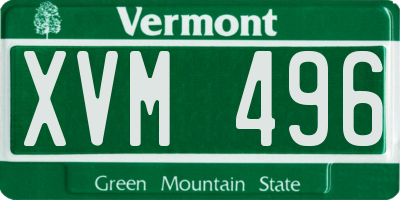 VT license plate XVM496