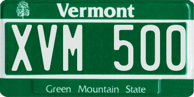 VT license plate XVM500