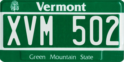 VT license plate XVM502