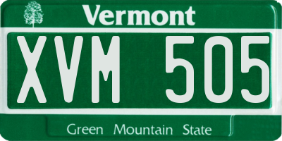 VT license plate XVM505