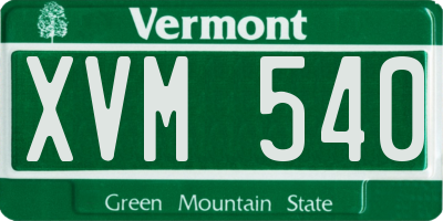 VT license plate XVM540