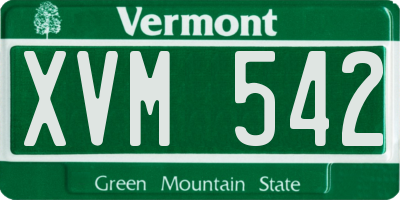 VT license plate XVM542