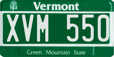 VT license plate XVM550