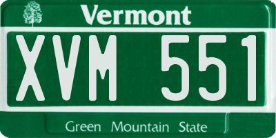 VT license plate XVM551