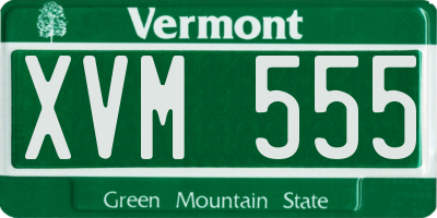 VT license plate XVM555
