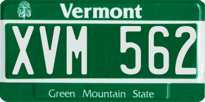 VT license plate XVM562