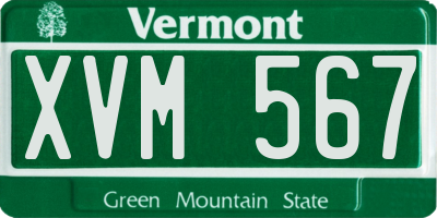 VT license plate XVM567