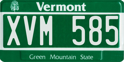 VT license plate XVM585