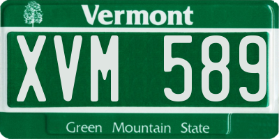VT license plate XVM589