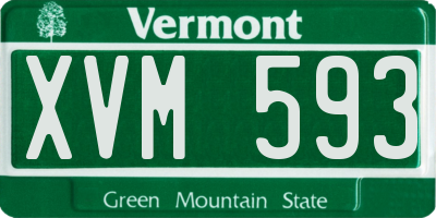 VT license plate XVM593