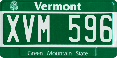 VT license plate XVM596
