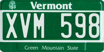 VT license plate XVM598