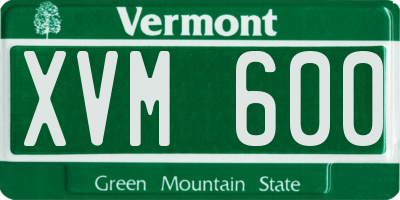 VT license plate XVM600