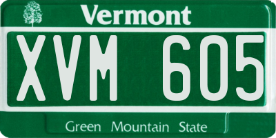 VT license plate XVM605