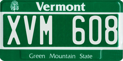 VT license plate XVM608
