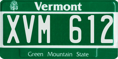 VT license plate XVM612