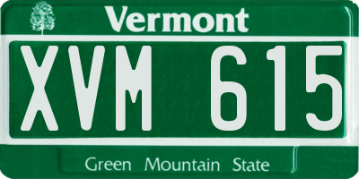 VT license plate XVM615