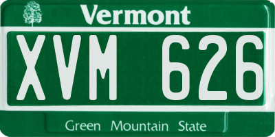 VT license plate XVM626