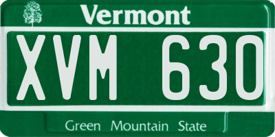 VT license plate XVM630