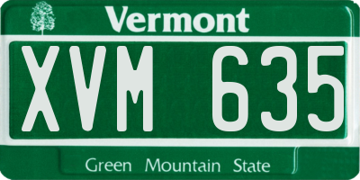 VT license plate XVM635