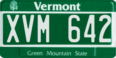 VT license plate XVM642