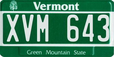 VT license plate XVM643