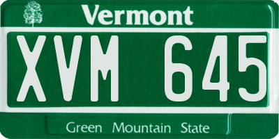 VT license plate XVM645