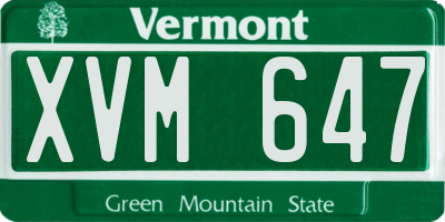 VT license plate XVM647