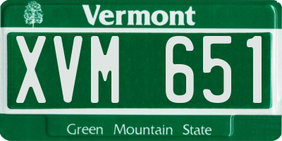 VT license plate XVM651