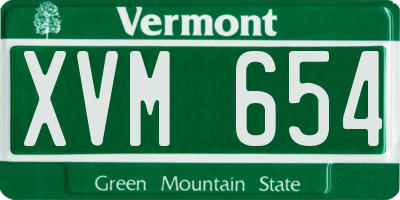 VT license plate XVM654