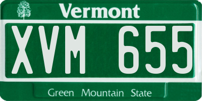 VT license plate XVM655