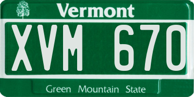 VT license plate XVM670