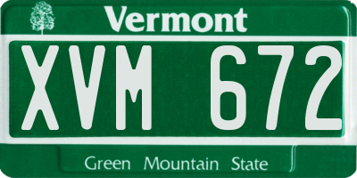 VT license plate XVM672