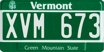VT license plate XVM673