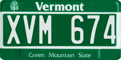 VT license plate XVM674