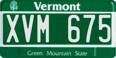 VT license plate XVM675
