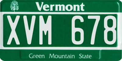 VT license plate XVM678