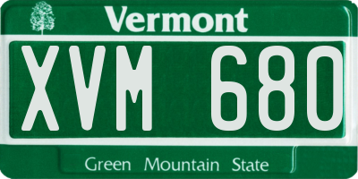 VT license plate XVM680